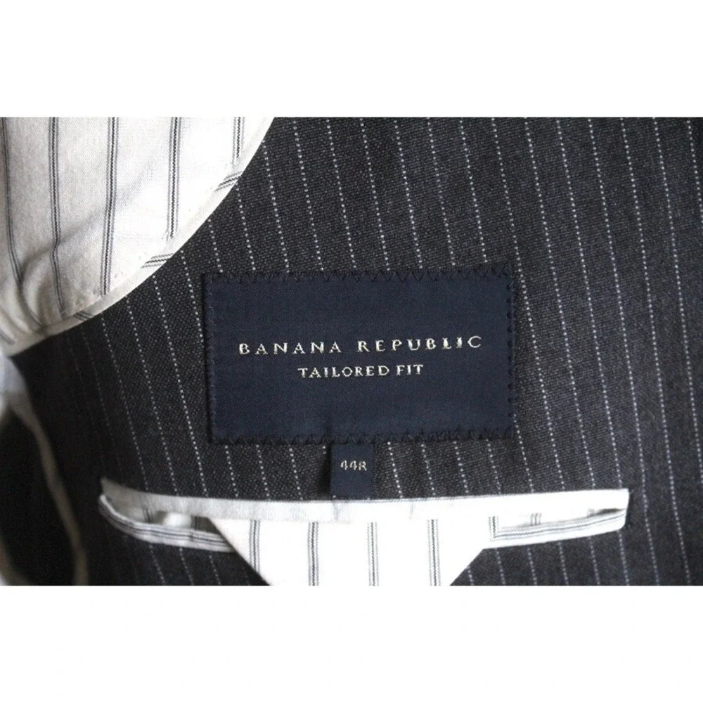 charcoal pinstripe Banana Republic cotton blazer jacket sport suit‎ coat 44 R